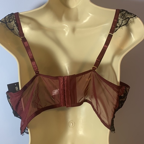 Oh la la Cheri Paris  Nicole eyelash lace burgundy black size XL wired cup bra - Picture 5 of 11